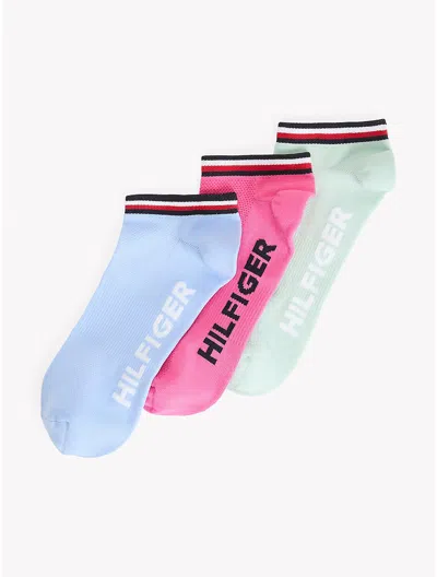 Tommy Hilfiger Monotype Stripe Sport Ankle Sock 3 In Vessel Blue / Multi