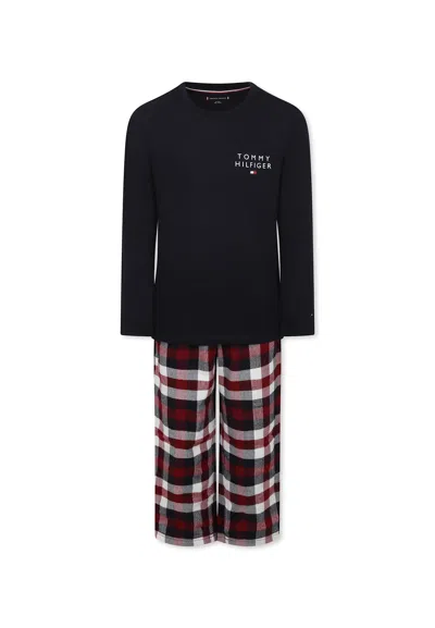 Tommy Hilfiger Kids' Multicolor Pajamas For Boy With Logo In Black