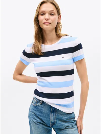 Tommy Hilfiger Multicolor Rugby Stripe T In Vessel Blue Multi