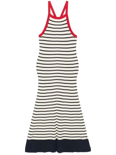 Tommy Hilfiger Halter Neck Striped Knit Dress In White
