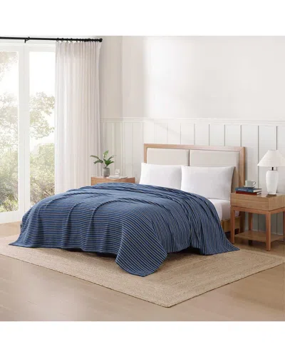 Tommy Hilfiger Nantucket Stripe Cotton Blanket In Blue