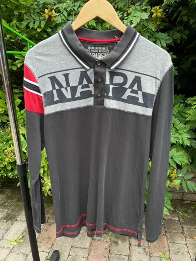 Pre-owned Tommy Hilfiger Napapijri Longsleeve Polo Shirt Cotton Casual In Black/red/grey