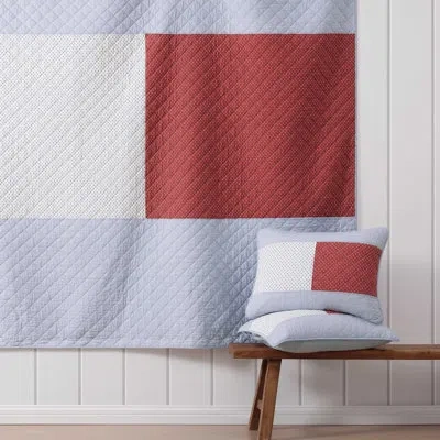 Tommy Hilfiger Nautical Anchor Flag Cotton Blue Quilt Set In Blue;navy