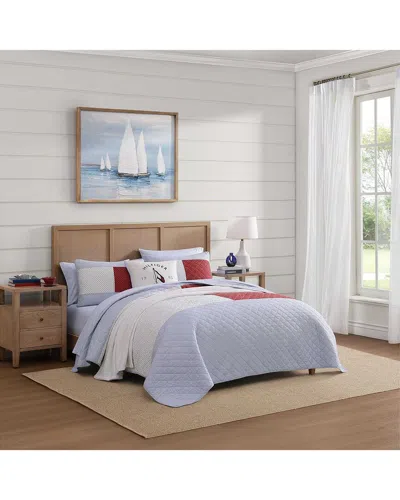 Tommy Hilfiger Nautical Anchor Flag/ithaca Stripe Cotton Percale Quilt Set