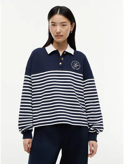 Tommy Hilfiger Nautical Breton Stripe Polo Sweatshirt In Blue