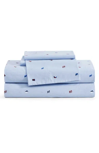 Tommy Hilfiger Nautical Flag Cotton Percale Sheet Set In Blue