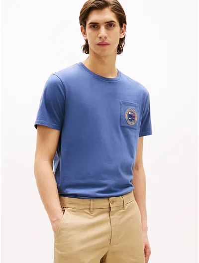 Tommy Hilfiger Nautical Flag Logo Pocket T In Blue