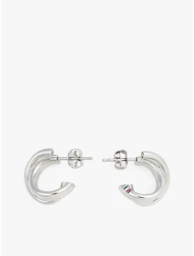 Tommy Hilfiger Nautical Knot Hoop Earring In Metallic