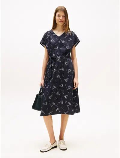 Tommy Hilfiger Nautical Print Midi Dress In Blue