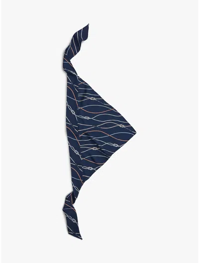 Tommy Hilfiger Nautical Rope Print Silk Scarf In Blue
