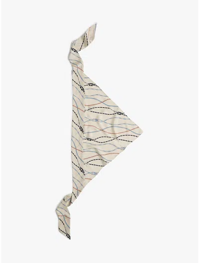 Tommy Hilfiger Nautical Rope Print Silk Scarf In Neutral