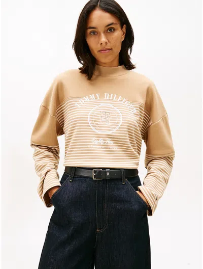 Tommy Hilfiger Nautical Stripe Cropped Sweatshirt In Multi