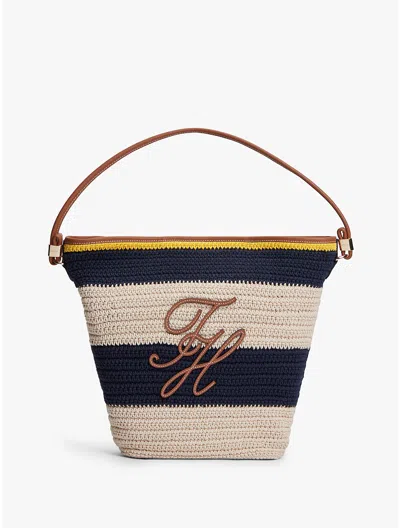 Tommy Hilfiger Nautical Striped Crochet Bucket Bag In Multi