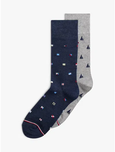 Tommy Hilfiger Nautical Trouser Sock 3 In Multi