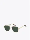 Tommy Hilfiger Navigator Frame Sunglasses In Gold / Green Lens