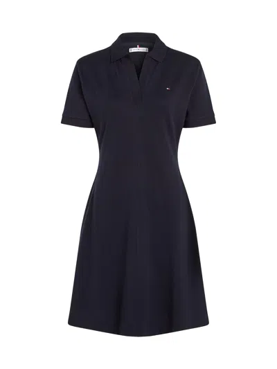 Tommy Hilfiger Navy Blue Polo Dress Without Buttons In Desert Sky