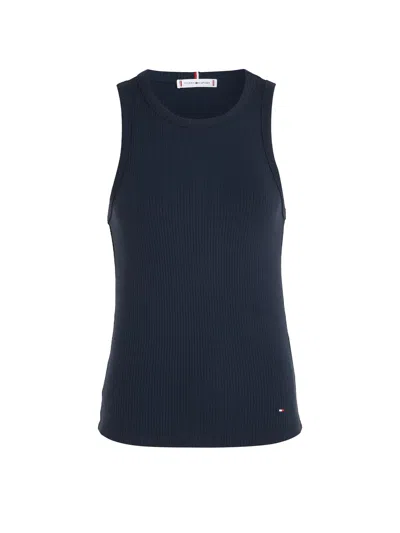 Tommy Hilfiger Navy Blue Top With Mini Logo In Desert Sky