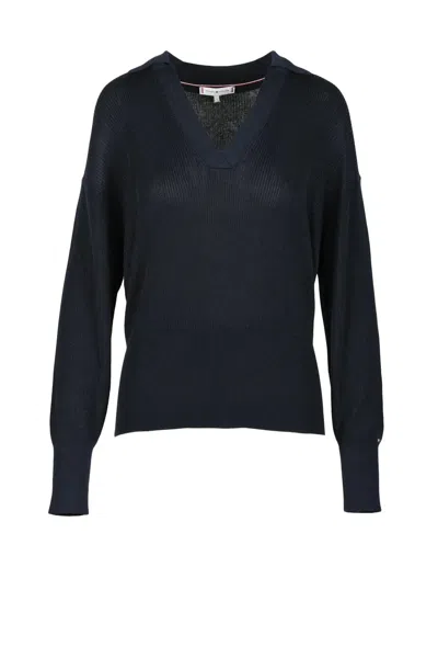 Tommy Hilfiger Navy Blue Women's Knit Sweater In Black
