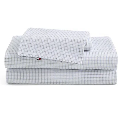 Tommy Hilfiger New England Plaid Cotton Percale Sheet Set In White