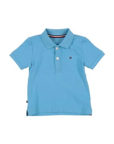 Tommy Hilfiger Babies'  Newborn Boy Polo Shirt Azure Size 3 Cotton, Elastane In Blue