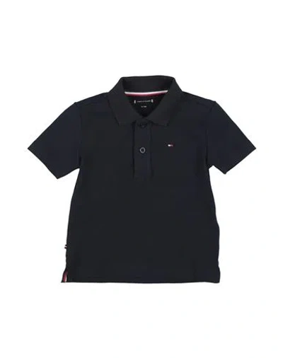 Tommy Hilfiger Babies'  Newborn Boy Polo Shirt Midnight Blue Size 3 Cotton, Elastane In Black