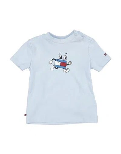 Tommy Hilfiger Babies'  Newborn Boy T-shirt Sky Blue Size 3 Cotton, Elastane