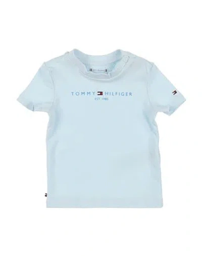 Tommy Hilfiger Babies'  Newborn Boy T-shirt Sky Blue Size 3 Cotton, Elastane