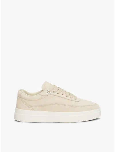 Tommy Hilfiger Nubuck Leather Platform Court Sneaker In Muslin