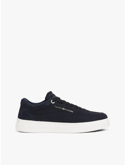 Tommy Hilfiger Nubuck Leather Platform Court Sneaker In Space Blue