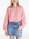Tommy Hilfiger Off-shoulder Cropped Sweatshirt In Pink