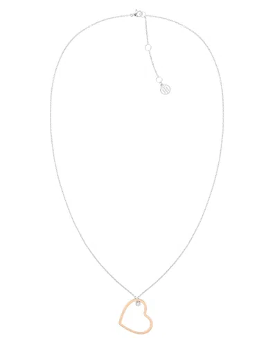 Tommy Hilfiger Open Heart Crystal Necklace In Gold