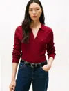 Tommy Hilfiger Open Placket Cable Knit Sweater Polo In Red