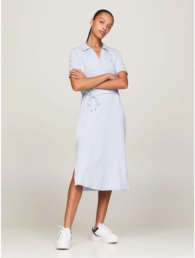 Tommy Hilfiger Open Placket Midi Polo Dress In Breezy Blue