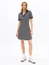 Tommy Hilfiger Open Placket Stripe Polo Dress In Navy Multi