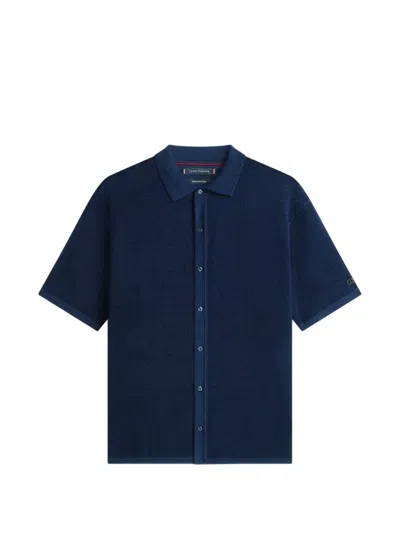 Tommy Hilfiger Open-knit Short-sleeve Jacket In Blue