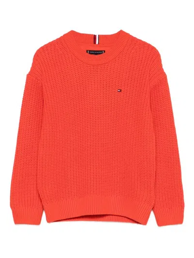 Tommy Hilfiger Kids' Orange Coral Sweater  In Red