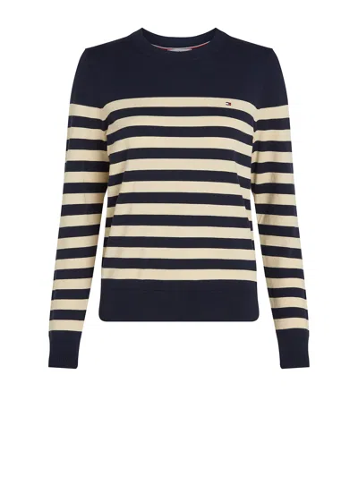 Tommy Hilfiger Striped Fine Knitted Cardigan In Black