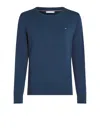 Tommy Hilfiger Crew Neck Cotton Pullover With Flag Embroidery