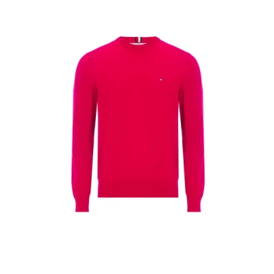 Tommy Hilfiger Logo-embroidered Fine-knit Jumper In Rot
