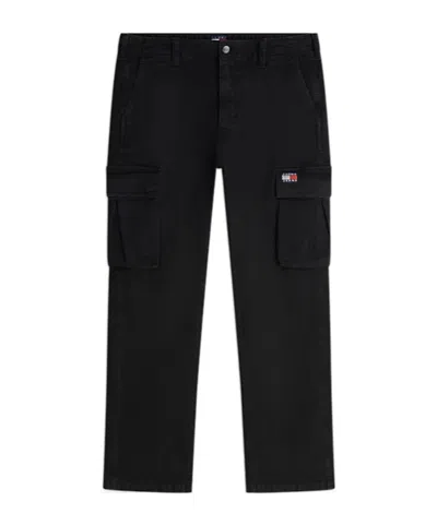 Tommy Hilfiger Otis Canvas Straight Cargo Trousers In Black