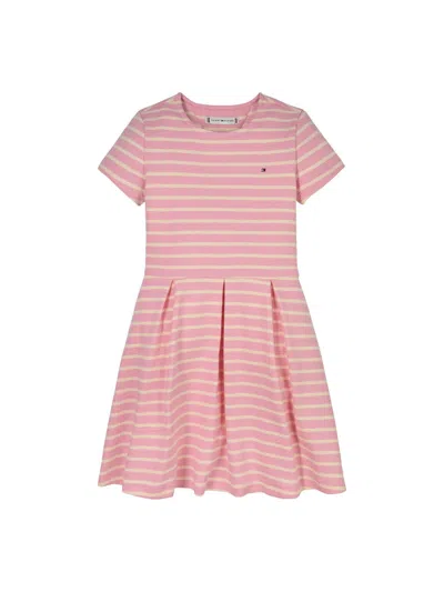 Tommy Hilfiger Ottoman Skater Dress In Pink Sugar Calico Stripe