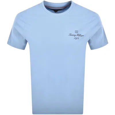 Tommy Hilfiger Outline Flag T Shirt Cloudy Blue