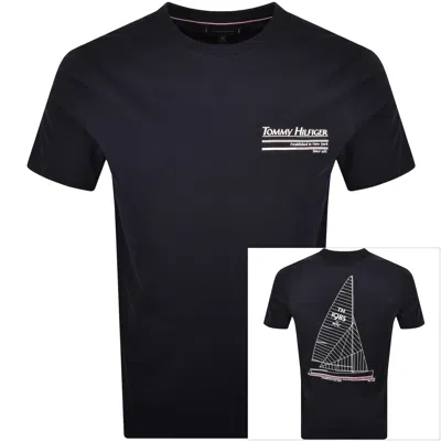 Tommy Hilfiger Outline Sailing T Shirt Navy In Blue