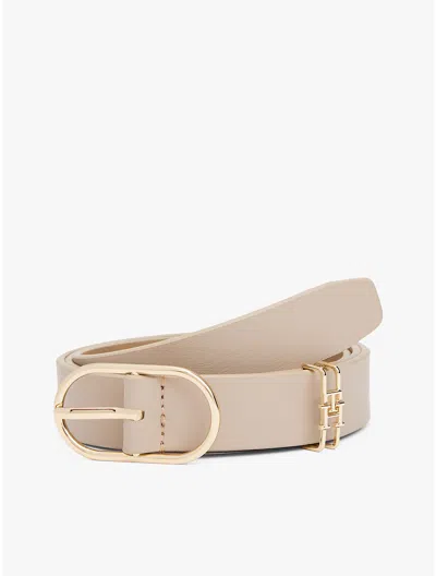 Tommy Hilfiger Oval Buckle Leather Belt In Brown