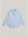 Tommy Hilfiger Oversized Cotton Popover Shirt In Breezy Blue