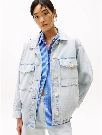 Tommy Hilfiger Oversized Denim Utility Jacket In Sky