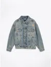 Tommy Hilfiger Oversized Distressed Denim Jacket In Washed Denim