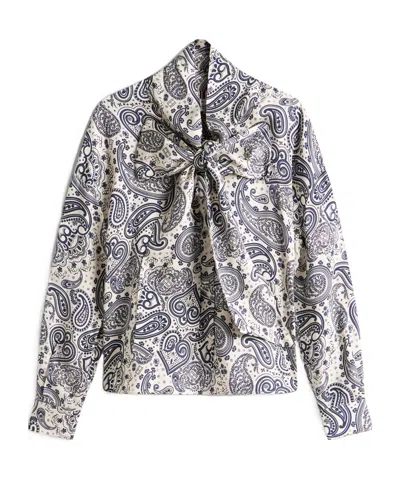 Tommy Hilfiger Oversized Fit Bow Sateen Blouse In Multi