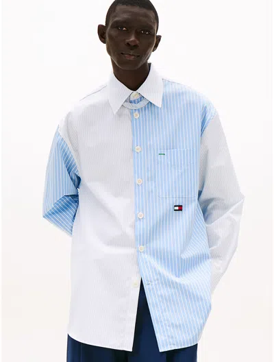 Tommy Hilfiger Regular Fit Mix Stripe Poplin Shirt In Vessel Blue