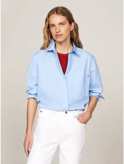 Tommy Hilfiger Oversized Fit Patch Pocket Shirt In Vessel Blue